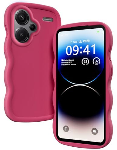 XINYEXIN Funda para Xiaomi Redmi Note 13 Pro Plus 5G (Pro+ 5G), Carcasa Marco de Ondas Forma Rizado Linda Silicona Líquida Antigolpes Bumper Case Cover - Rojo