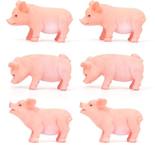 Meleager Cerditos de Juguete para Niños, 6 Piezas Figuras Cerditos, Set Animales de Granja, Figuras Realistas de Cerdo para Regalos de Fiestas, Navidad, Cumpleaños para Niños