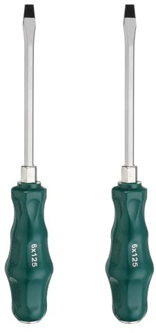 sourcing map 2pcs SL6 Flat Head Screwdriver 8.9 Magnetic Demolition Slotted Screwdrivers 4.9 CR-V with Ergonomic Handle for DIY Repairing, Green