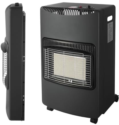 INTEC- Poele à gaz pliable Noir 4200W Allumage Piezo Chauffage d'appoint gaz
