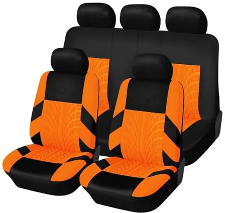 ZMXRF Car Seat Covers for Opel Vauxhall Corsa 5-Door/Corsa 3-Door F E D C B A,Comfortable and Breathable Washable Fabric Car Seat Covers Front Seats and Rear Seat Car Seat Covers,Orange B