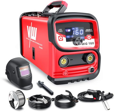 VECTOR WELDING MIG MAG Poste à souder 160 A, fil fourré pour débutants, poste à souder au gaz de protection IGBT avec écran numérique, fonction sans gaz
