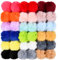 Focenat 36 Stück Bommel für Mütze, Kunstfell Pompon, Fellbommel, Pompon für Mützen, 8cm, 18 Farben, Kunstfell Bommel mit Elastischer Schlaufe, Fellpompon für Anhänger, Schals, Schuhe, Basteln