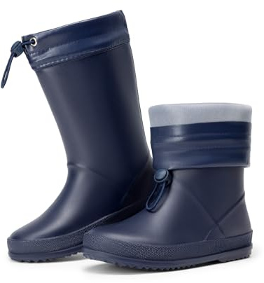 DREAM PAIRS Kinder Regenstiefel Gummistiefel | Verstellbarer Kordelzug Verhindert das Eindringen von Wasser Rutschfest leicht verschleißfest