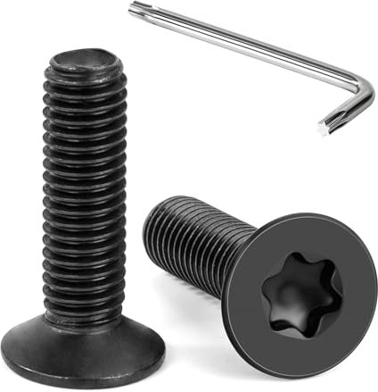 Tunejoy Vis à Tête Fraisée Torx M8 x 30 mm Noir Vis à Six Pans Creux en Acier Inoxydable A2 V2A à Tête Fraisée Métaux avec Clé T40 Filetage Complet 20 Pièces