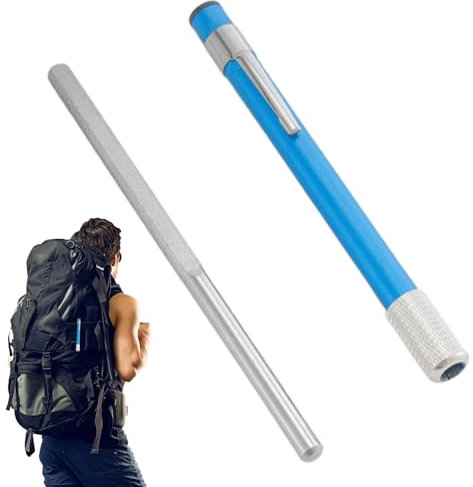 Affilatrice in acciaio | Affilatrice seghettata | Affilatrice retrattile | Affilatrice a doppia estremità per utensili seghettati da cucina all'aperto, asta affilatrice