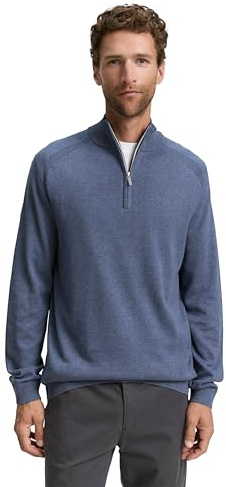 Tom Tailor Herren 1047569 Troyer Strickpullover mit Logo-Stickerei