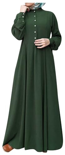 Ansenesna Gebetskleidung Für Frauen Gebetskleid Damen Ohne Kopftuch Hijab Kleid Lang Muslimische Kleider Frauen Langarm Locker Abaya Muslim mit Knopfleiste Islamische Kleider