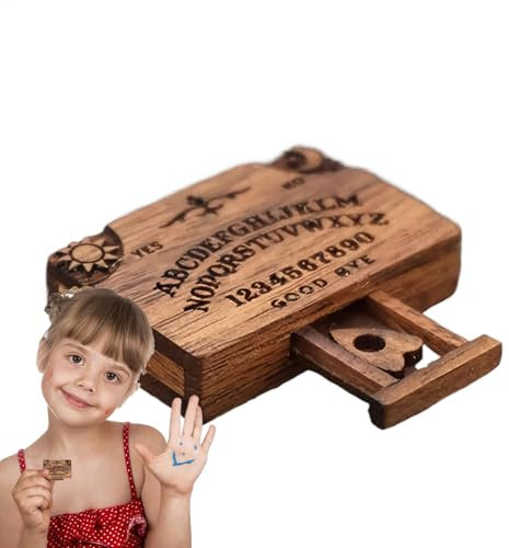 Tiny Ouija Board en bois - Spirit Board avec planchettes, Miniature Spirit Board | Talking Ouija Board avec tiroir, petite table pour amis de la famille, décoration de table Ouija, modèle minia