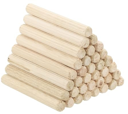 PATIKIL Lot de 120 3/16 x 2 5 x 50 mm Chevilles Rainurées en Bois | pour Meubles Portes Projets Artisanaux et Créatifs, Chevilles en Bois
