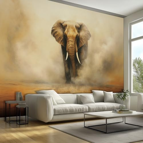 Generisch Fototapete Elefant Tapeten Wandtapete Wanddeko Elefant Design, Wand Dekoration, für Büro Flur, 3D Effekt Foto Tapeten 300x210