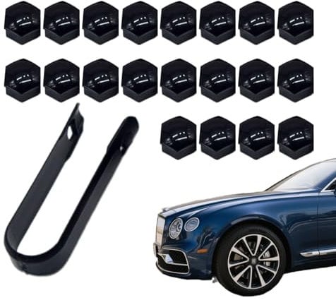 20 Pcs 17mm Wheel Nut Covers - Black 17mm Wheel Nut Caps Bolt Covers, Universal Fit, Including 16 Standard Ones & 4 Locking Ones with Removal Tool