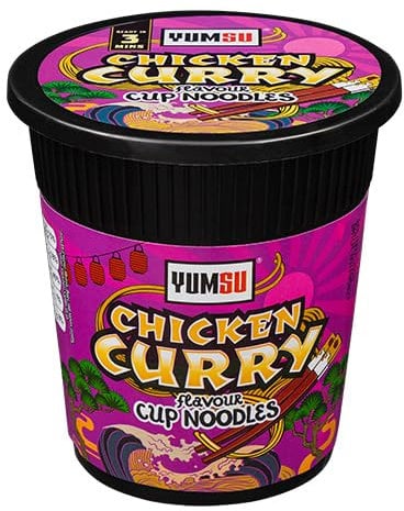 Instant Pot Noodles Halal Certified Vegetarian Egg Free 60g Assorted Packs & Flavours + FabFinds Mug (6, Chicken Curry)