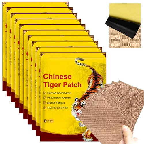 AVCXEC Tigerbalsam Pflaster, 80 Stück Tiger Chinesische Pflaster, Wärmepflaster Rücken, Pain Relief Patch, Schmerzpflaster Rückenschmerzen für Knie, Gelenk, Rücken und Schulter-Schmerzen Muskeln