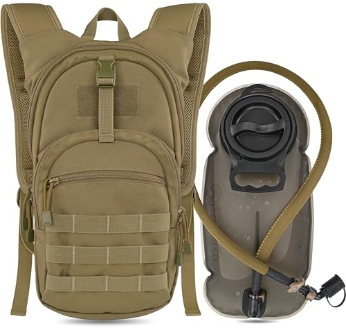 MARCHWAY Tactical Molle Hydration Pack with 2.5L TPU Water Bladder, Low-Profile Organized Military Backpack for Hiking, Cycling, Backpacking, Hunting, Running