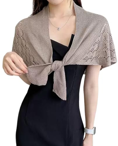 NiceYnn Strickschal, geknotet, Schulter-Poncho, gehäkelt, hohl, Hochzeit, Abendveranstaltung, Geburtstag, elegant, lässig