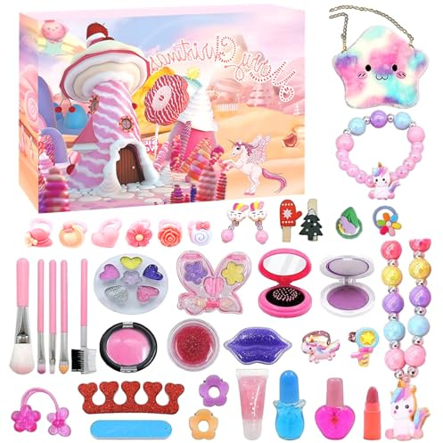 Moerstar Adventskalender 2025 Mädchen, Makeup Adventskalender 2025 Weihnachtskalender Kosmetik Kinder mit Geschenkset Christmas Surprise Princess Gift 3-12 Jahre Mädchen