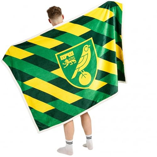 Norwich City Sherpa Fleece Blanket - 152 x 117 cm, Official Merchandise For Fans of the Canaries - EFL Football Club