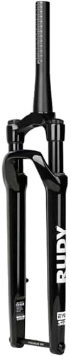 Caimcie Fourche Suspendue pour vélo Gravel 700C, débattement de 50 mm, axe traversant Conique 1-1/2, Freins à Disque 12x100 mm, Fourche Avant pour vélo de Route XC, Blocage Manuel. Glossy Black
