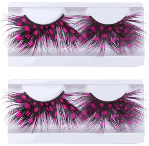 Homoyoyo Faux Cils Roses Réutilisables en Plume 2 Paires Légers et Faciles à Enlever pour Costume et Halloween Style Chic