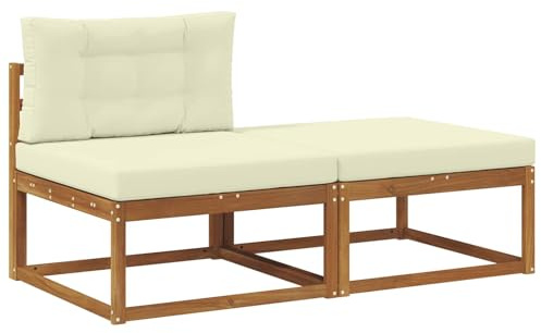 vidaXL Sectional Sofa Einheiten mit Kissen 2 Stück Natur, Balkon Gartenmöbel, modernes modulares Design, langlebige Entspannung, Elegante Flexibilität
