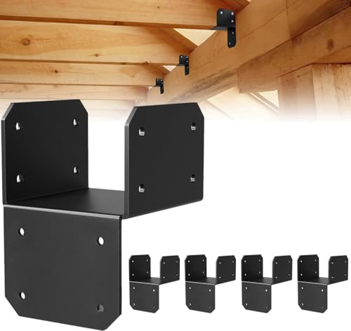 Niciksty 4 Stück Balkenschuh aus Stahl für 76 x 89 mm Kantholz | Balkenverbinder Pfostenkappen Für Pergola, Carport & Holzkonstruktionen. Robust & langlebig.