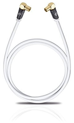 Oehlbach Transmission Edge - OFC Antennenkabel für TV und Radio - Koaxialstecker m/w, abgewinkelt, DVB-T2, HDTV, 4k & Ultra HD - 7,5m weiß