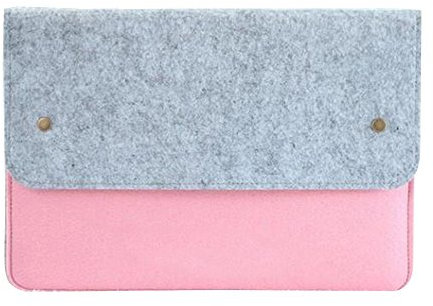 LaoZan Felt Briefcase Handbag Soft Slim Protective Bag Laptop Sleeve for 11.6-15.4 Inch Macbook/Dell/Lenovo/Ultrabook Netbook 13.3 Gray pink