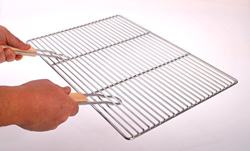 Grille de barbecue rectangulaire en acier inoxydable 67 x 40 cm avec 2 poignées, tiges V2A de 4/6 mm, brasero, brasero