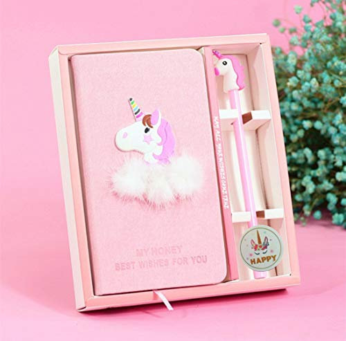 EUGU Nettes Rosa Einhorn Briefpapier Tagebuch Notizbuch mit Stift, Reizende Geburtstags geschenke für mädchen
