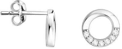 SOFIA MILANI - Damen Ohrringe 925 Silber - mit Zirkonia Steinen - Kreis Offen Ohrstecker - 20476