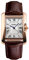 FeiWen Fashion Elegant Analog Quarz Damen Uhren Golden Eckig Edelstahl Wählscheiben mit Leder Band Braun Lederband