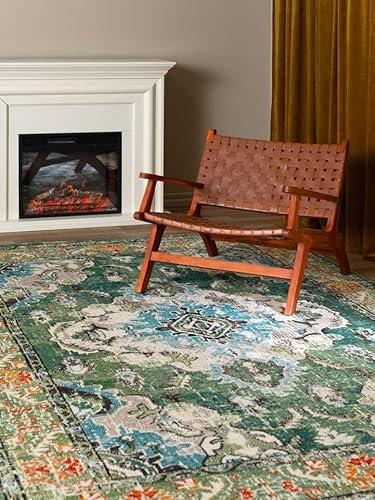 RugVista, Leia, Teppich, Mittelflor, 160 x 230 cm, Rechteckiger, Modern, Oeko-Tex Standard 100, Polypropylene, Flur, Schlafzimmer, Küche, Wohnzimmer, Grün, Mehrfarbig