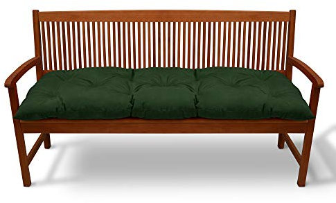 Beautissu Garden Bench Cushion 2 Seater 120x50x10 cm - Comfortable Dark Green Outdoor Swing Chair Seat Garden Furniture Cushions Patio Pads - Flair BK