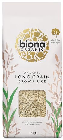 Biona Organic Long Grain Brown Rice, 1kg | 100% Organic Brown Rice, Wholegrain, High in Fibre, Ideal for Curries and Salads, Vegan
