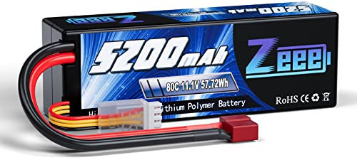 Zeee 3S Lipo Batterie 5200mAh 11,1V 80C 3S Coque Dure Batterie avec connecteur T pour FPV Racing Drones Vélo de Route Quadcopters Avion Hélicoptère RC Evader BX Auto Car Truck LKW Truggy RC Hobby