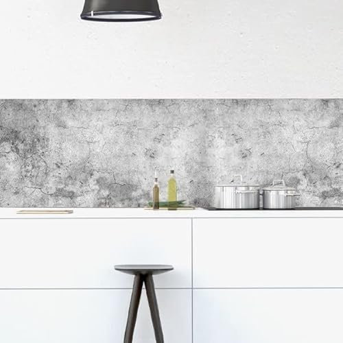 Pannello Paraschizzi Cucina Adesivo da Parete Facile da Applicare Cemento 190 x 60 cm 100% Made in Italy, Ignifugo e Resistente all'Acqua Paraspruzzi Lavandino in PVC