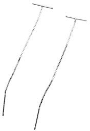 Orecchini minimalisti a barra infila per donne e ragazze in argento Sterling S925 con ciondolo a catena lunga con nappa pendente semplice filo filo piercing orecchino ipoallergenico alla moda chic