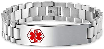 Bling Jewelry Personalisieren Sie Medizinische Identifikation Ärzte Medizinische Alert Id Band Link Armband Für Männer Stahl 8.5In Benutzerdefinierte Graviert