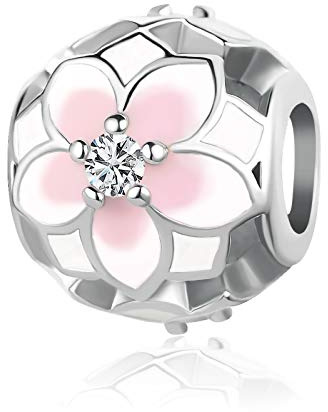 Pink Orchid Flowers Charm fits Pandora Charms Bracelets Christmas Birthday Jewellery Gift for Women Daughter Sister Granddaughter