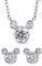 Kaguyo Schmucksets für Damen – Halskette mit Mickey-Mouse-Anhänger aus Sterlingsilber mit klarem Zirkonia und Ohrsteckern mit Minnie Mouse – Schmuckset für Damen und Mädchen – Geburtstagsgeschenk