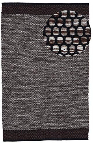carpetfine Baumwollteppich Kelim Mia Braun 60x110 cm | Moderner Teppich für Wohn- und Schlafzimmer