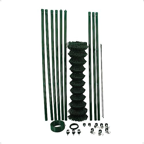 Maschendrahtzaun Komplettset (Viereckgeflecht) aus grünem, ummanteltem Draht, Länge: 15 Meter, Breite: 100 cm, Gartenzaun, Zaun Komplettset, Maschendraht