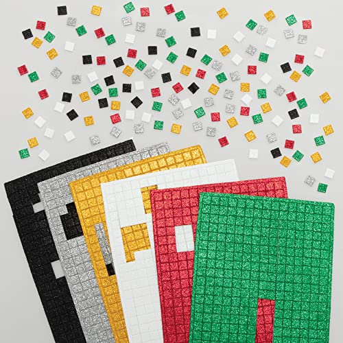 Baker Ross FE817 Christmas Glitter Mosaic Stickers - Pack of 1950, Sparkling Mosaic Tiles Arts and Crafts, Christmas Mosaic Kits for Children, Creative Activities for Kids