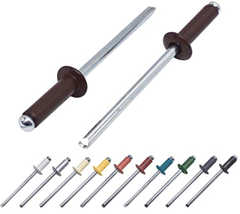 Marcopol (80 Stück) Lackierte Blindnieten 4,0 x 14 mm, Kuppelkopf, DIN 7337, Aluminiumniete und Stahldorn, Popnieten (80, Schokoladenbraun RAL 8017)