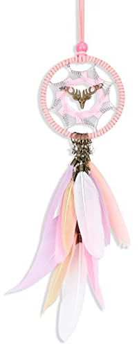 Ornements de Voiture, Wapiti Capteur de Rêves Pendentif Miroir de Voiture Rétroviseur Ornements Accessoires de Style Intérieur de Voiture Décoration ​Charme de Voiture Suspendu, Rose