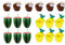 QDS 18 x Hawaii-Partybecher aus Kunststoff, Kokosnuss, Ananas & Wassermelone, tropische Cocktail-Party