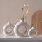 Keramik Vase für Pampasgras, 3er-Set Vasen Set,Trockenblumen Blumenvase S+M+L, Kleine Blumenvase, Beige Vase Donut Vase Deko Wohnzimmer Modern Keramikvase Deko Höhe Vasen Set
