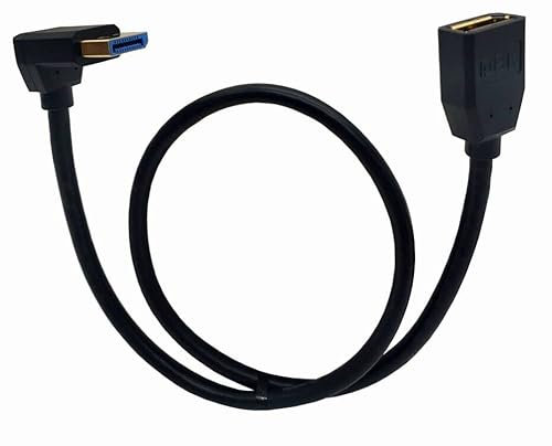 Qaoquda DisplayPort 1.4 Cable, 8K DP Extension Cable, 2Ft 90 Degree Angled 8K DisplayPort (DP) Male to Female (8K/60Hz, 4k/144Hz) Extension Cord for with DP PC/Laptop (Down Angle 60cm/2Ft)