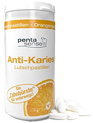 PentaSense® - Xylit Anti Karies Lutschpastillen mit Orangengeschmack gegen Plaque und Säure helfen den Zahnschmelz zu bewahren - 150 Stück